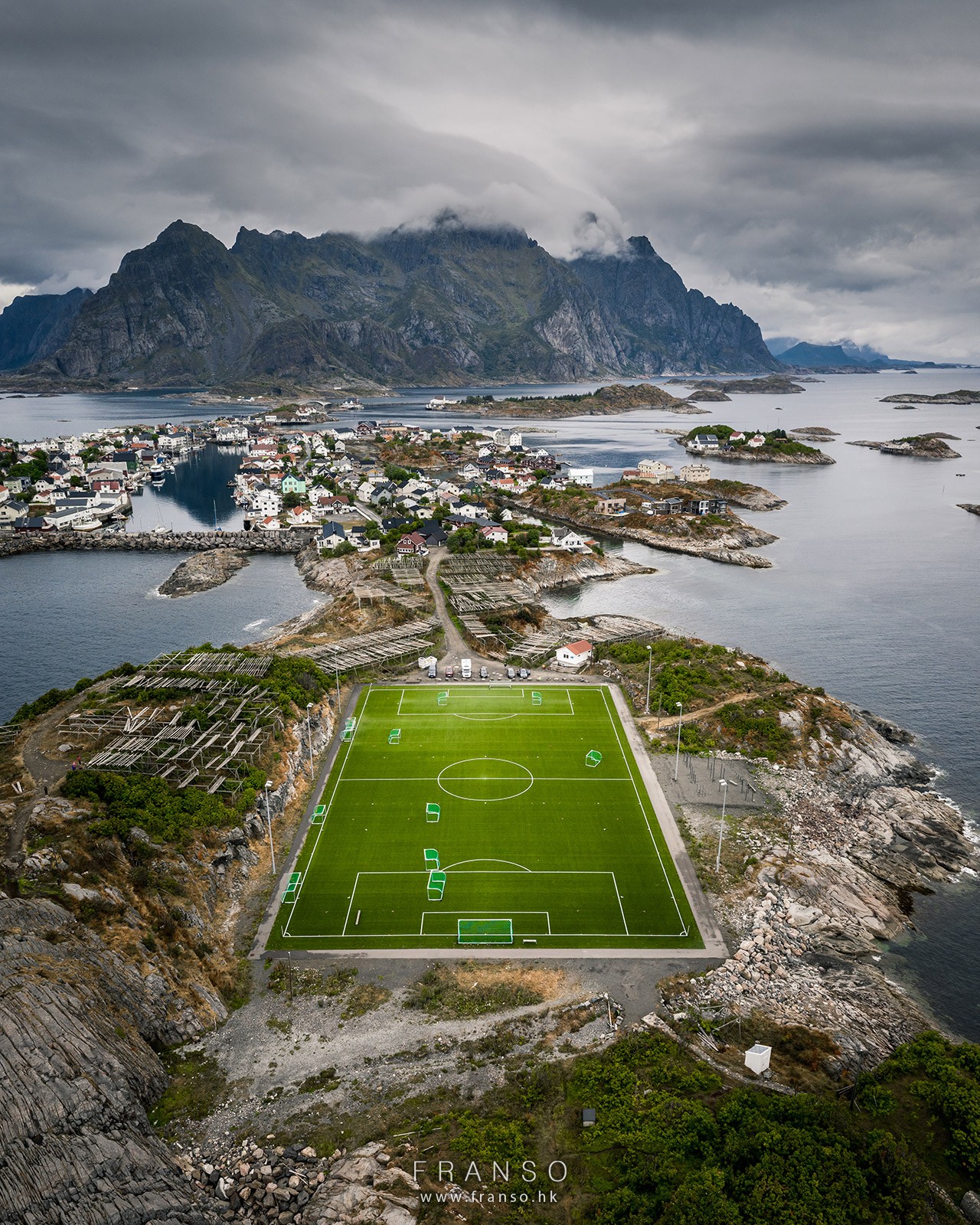 Aerial | Oversea | Lofoten football court  | 